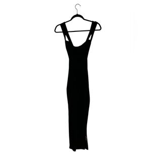 Black front slit dress